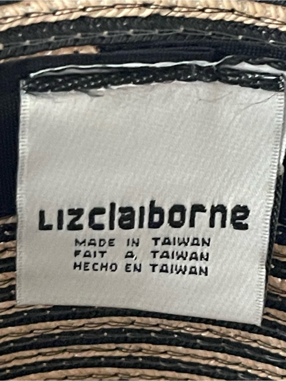 Liz Claiborne Black & Natural Striped Straw Bucket Hat with Knot Detail - Picture 5 of 5